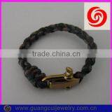 Fashion 2 Color Gold Adjustable Stainless Steel Paracord Bracelets for Sale thumbnail-1