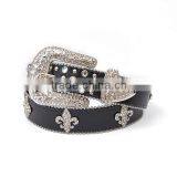 Wholesale Women's Fashion Trendy Rhinestone Fleur De Lis Belt thumbnail-1