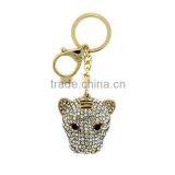 Tiger Face Gold Clear Crystal Accented Keychian thumbnail-1