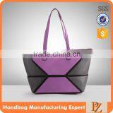 4189 Lastest Design Wholesale Price Color Block PU Material Lady Tote Bag thumbnail-1
