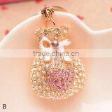 Fashion Gift Lucky Purse Rhinestone Gold Plate Keychain/ thumbnail-3