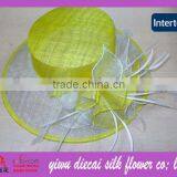 Women's Feather Decorative Wide Brim Sinamay Party Hats thumbnail-1