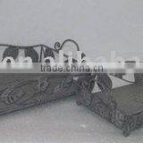 100774F- S/2 Rectangle Metal Leaves Basket