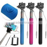 Wired Selfie Stick Handheld Monopod Built-in Shutter Extendable with Mount Holder