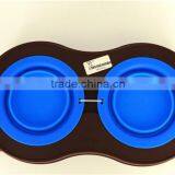 Collapsible Double Silicone Pet Bowl 100% Food Grade Non-toxic Foldable thumbnail-2