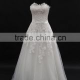 Popular french lace with beadings A-line sweetheart small train wedding dress