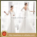 A41 Fairy Style Chiffon Bridal Party Gown 2016 V Cut Low Back Cowl Neck Wedding Dresses Plus Size for Beach Wedding Party