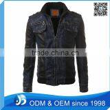 Custom Zipper Denim Jacket Leather Sleeves thumbnail-1