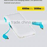 Built-in Dual Usb Charging Cables Power Bank Portable Charger Compatible All Mobile Phone With Good Quality Credit Card Shape thumbnail-6