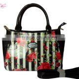 2016 Fashion Shiny PU Handbag With Rose in Stripes Print thumbnail-1