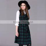 Woman Autumn Woven Vest Dress Female Big Plaid Sleeveless Wind Coat Femme Manteau 2016 thumbnail-3