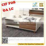 Classical white new high gloss and ash veneered coffee table with solid wood legs