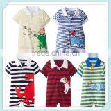 Boys And Girls Spring&Summer Stripe Printed Cotton Rompers Baby Short-Sleeve Cartoon Animal One-piece Romper