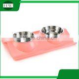 Pet Accessories Eco Plastic Stainless Steel Anti Slip Leak Proof Double Cat Dog Pet Feeder Water Food Bowl thumbnail-3