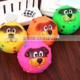 CY190 Various Colours Lovely Face Molar Dog Ball With Squeaker Sound Puppy Pet Dogs Chew Toy thumbnail-2