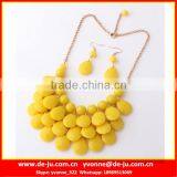 Plastic Yellow Beaded Chain Elegant Necklace thumbnail-1