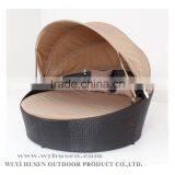 Rattan Furniture Round Lounge Rattan Daybed With Shade Cover thumbnail-1