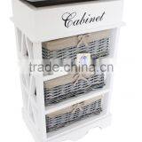 3 Baskets Wicker Nightstand thumbnail-1