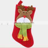 New Premium Personalized Set of 2 Polyester Sock Hanger Holder Felt Christmas Stocking With Santa Claus Deer Head for Merry Xmas