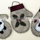 Hot Best Selling New Products China Fabric Bulk Handmade Felt Diy Custom Three Kinds of Gloves Hanging Christmas Fabric