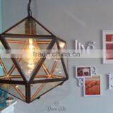 Handmade Geometric Stained Glass Hanging Lamp Pendant Light thumbnail-2