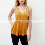 2016 Latest Women Deep V Neckline Sleeveless Embroidered Design Vest HST9314 thumbnail-1