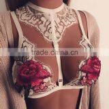Newest Ladies Fancy Sexy Bra Design Wholesale Embroidery Transparent Lace Bralette Tops thumbnail-2