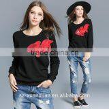 Black Short Women Hoody With Animal Embroideried Turtleneck Hoody thumbnail-2