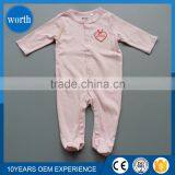 Baby Girl Long Sleeve Footed Cotton Romper, Full Printings Rompers thumbnail-1