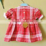 Hot Sale Lovely Kids Cotton Clothes Red Plaid Lace Trim Latest Designs Photos 2 Year Old Baby Girl Dress thumbnail-3