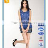 Sequined Navy Elegant Ladies Casual Tops Blouses 2015 thumbnail-1