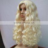 Wholesale Long Wave Heat Resistant Fiber Hair Side Part Blonde Synthetic Lace Front Halloween Wig thumbnail-3