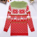 Fashionable Design Long Style Red Snowflake Patterns Ladies Christmas Sweater thumbnail-3