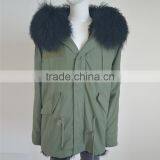 Myfur Black Sheep Fur Lining Mongolian Lamb Fur Hood Green Parka Jackets thumbnail-3