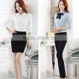 2016 New Style Women Fashion Long Sleeve Blue Shirt Ladies Office Formal White Shirt thumbnail-4
