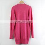 High Quality Plain Knit Deep V Neck 100% Cashmere Women Sweater thumbnail-2