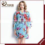 Floral Robe Breathable Cotton Short Keen Length Floral Bridesmaid Robe FR0010 thumbnail-1