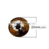 Glass Dome Seals Cabochons Round Flatback Black & Orange Cat Moon Bat Pattern Transparent 20mm Dia thumbnail-2