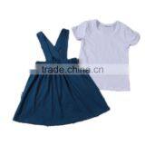 2017 Wholesale Kids Clothing Plain Solid T-shirts Match Suspender Dress Custom Design Baby Clothes thumbnail-2