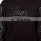 CHEFON Women Leather Sleeve Sweatshirt CAH0033 thumbnail-4