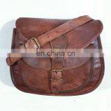 Real Goat Leather Vintage Leather Bag Round Bag Ladies Purse Tote Shopping Bag thumbnail-1