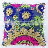 Pom Pom Vintage Suzani Cushion Cover Embroidered 16x16'' Indian Pillow Case thumbnail-3