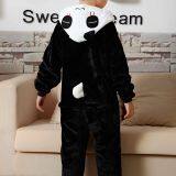 Panda Cartoon Flannel Conjoined Polyester Children Pajamas thumbnail-1