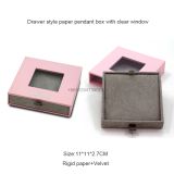 Custom hot stamping logo pink pendant earring pendant necklace cardboard drawer paper gift packaging jewelry box with clear window