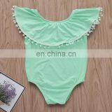 2019 Cotton Infant off Shoulder Short Sleeve Blue Bodysuit + Floral Girls Tutu Shorts Set Infant Romper 2Pcs/Set thumbnail-2