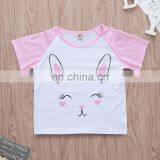 2019 Summer Easter Day Pink Girls Bunny Tops Tshirt & Love Heart pp Pants 2pc Set 4-8years thumbnail-2