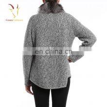 Womens Best Winter Knitted Coat With Fur Collar thumbnail-2