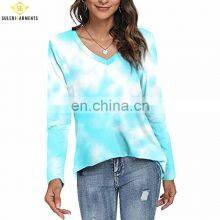 95% Cotton 5% Spandex Hot New Women T Shirts Long Sleeve Colorful Loose Casual Tie Dye T Shirts thumbnail-2