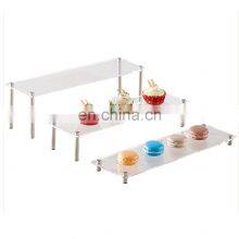 3-Tier Rectangular Clear Acrylic & Metal Cupcake Display