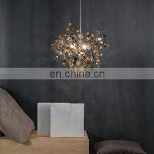 Indoor Dandelion Crystal Pendant Lights Luxury LED Gold Chandeliers Hanging Lamps thumbnail-5